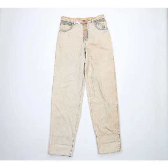 NOS Vtg 90s Streetwear Mens 31x34 Stonewashed Rainbow Baggy Fit Flip Cuff Jeans